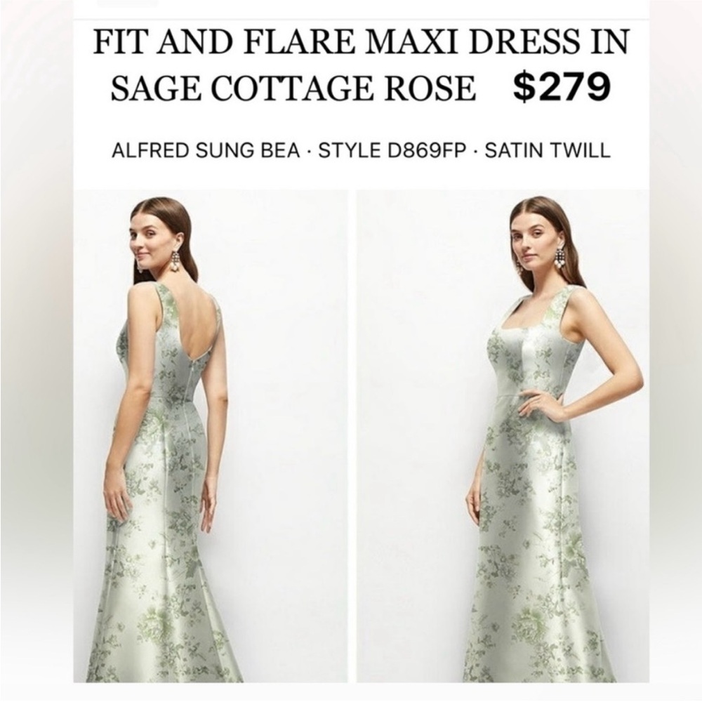 Alfred sung bridesmaid Elegant Floral Green Dress